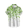 thumbnail image 3 of JURANMO Clearance Sales Today Deals Prime Mens Hawaiian Shirt Italian Irish Clover Graphic Tees Tops Saint Patricks Day Short Sleeve Shirts Casual Button Down Lapel Blouse White XL, 3 of 7