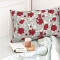 thumbnail image 4 of Cauagu Leaves And Anemone Flowers In Red Grey Print Pillow Covers with Envelope Closure,1PC Pillow Cases Decorative Pillow Case for Bed & Couch, Pillows Not Included-16"x24", 4 of 6