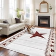 thumbnail image 2 of Western Star Area Rugs 8'x10', Washable Small Throw Rugs for Living Room Patio, Ethnic Country Red Stars White Wooden Plank Indoor Outdoor Rug Non-Slip Low Pile Carpet Runner Reversible Floor Mats, 2 of 8