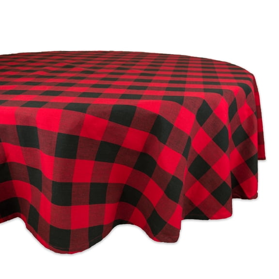 DII Red Buffalo Check Tablecloth 70 Round, 100% Cotton