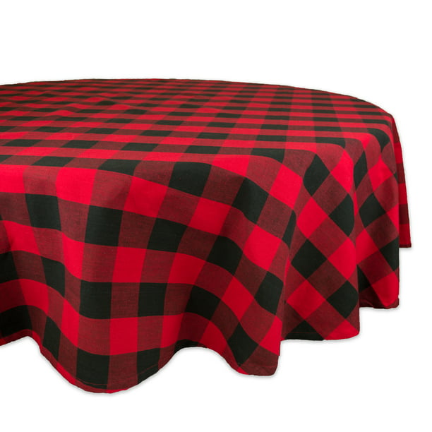 Red Buffalo Check Tablecloth 70 Round, Round Gingham Tablecloths Red