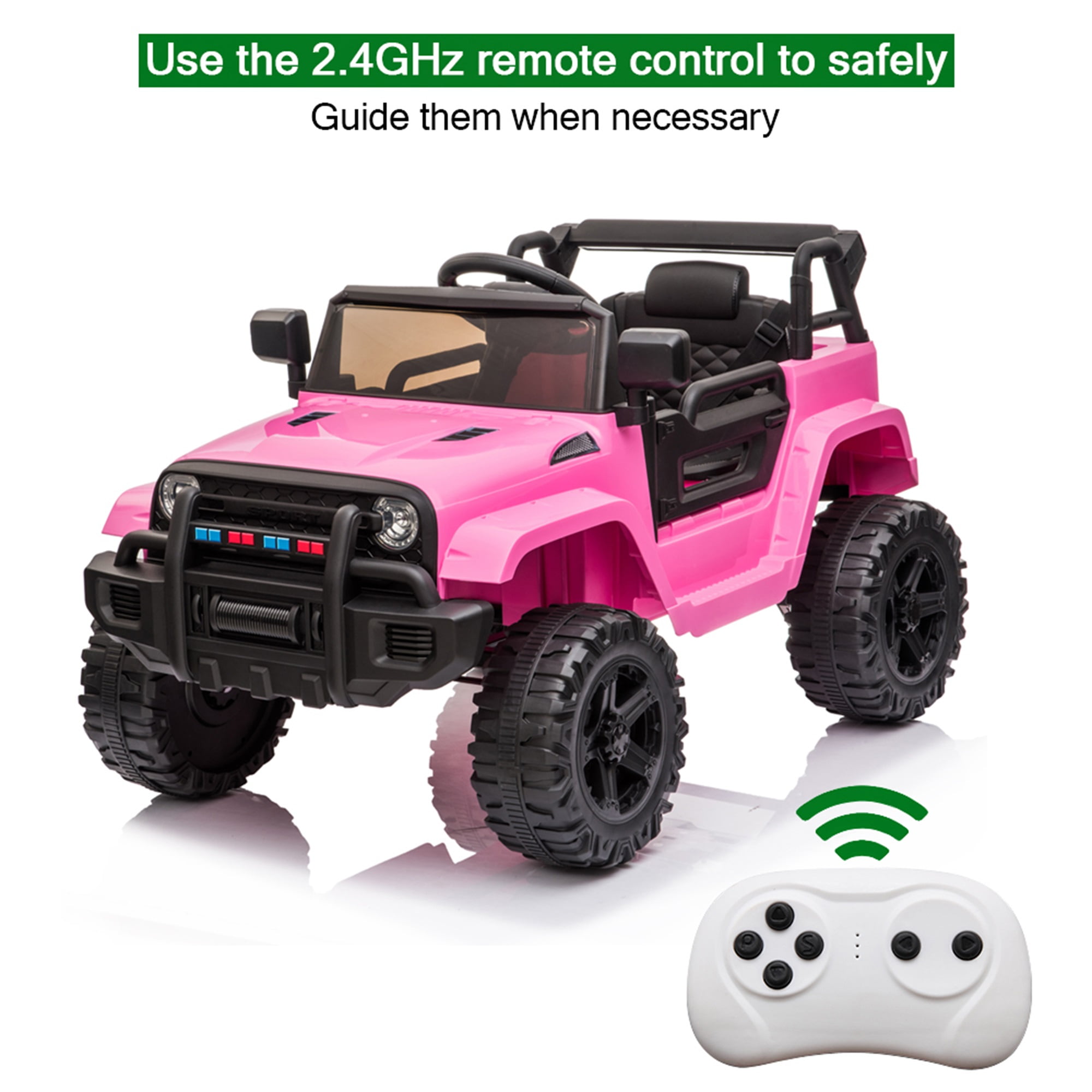 CIPACHO 12V Powered Dual Drive Ride On Car, Electric Kids Car with 2.4G Remote Control, MP3 Player, Radio, USB Port, Pink