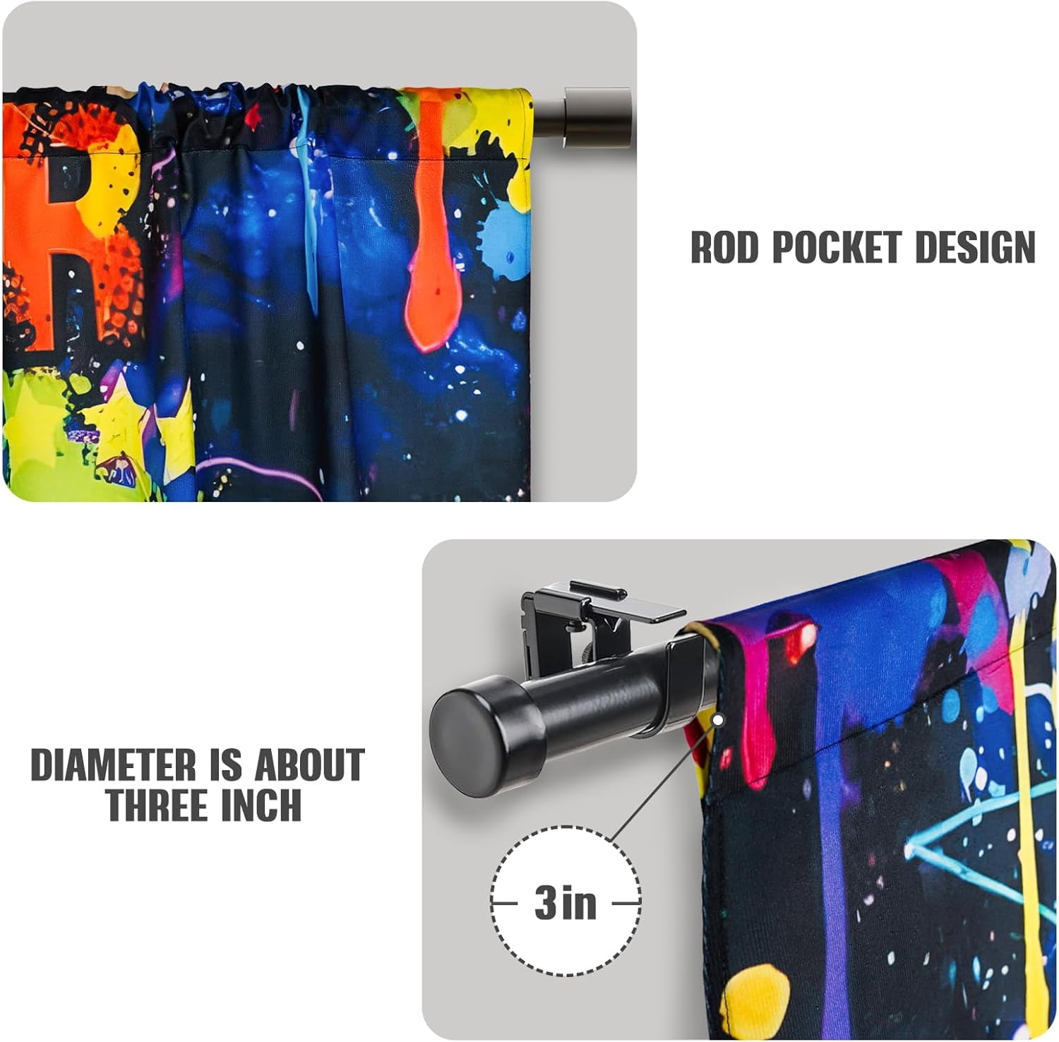 Gaming Curtains for Boys Blackout Video Game Curtains Gifts for Gamer Living Room Bedroom Decor 2 Panel Set, 41"x63"