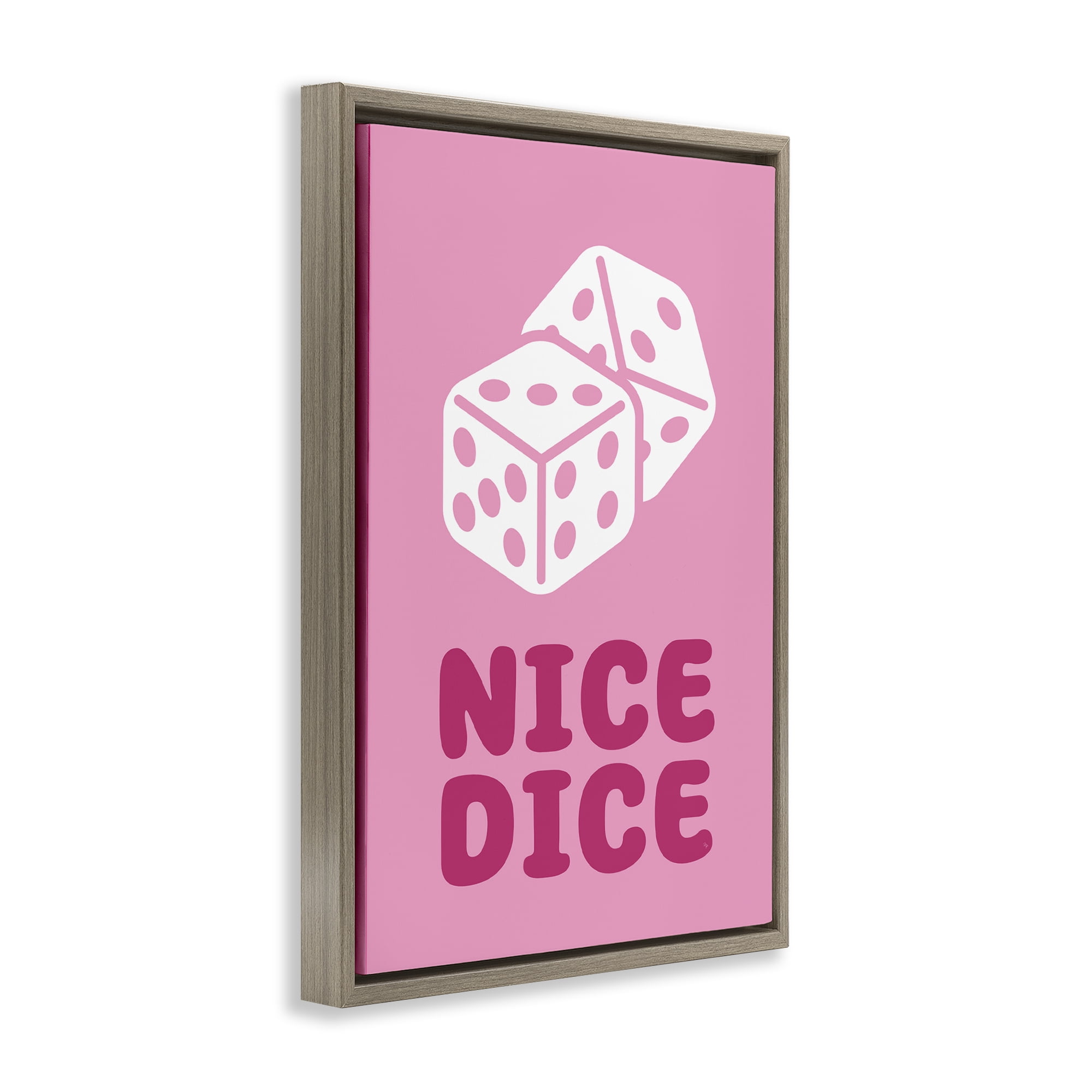 Stupell Industries Nice Dice Phrase Entertainment Painting Brown Floater Framed Canvas Art Print Wall Art, 17 x 25