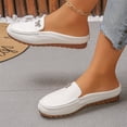 thumbnail image 6 of Mules for Women Soft Comfortable Orthopedic Leather Shoes Fashion Slip On Stitched Flat-Soled Casual Backless Loafers with Cute Bow, 37, 6 of 7