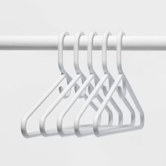 5pk Super Heavyweight Plastic Hanger White - Room Essentials: Heavy Duty Clothes Storage & Organization Hangers