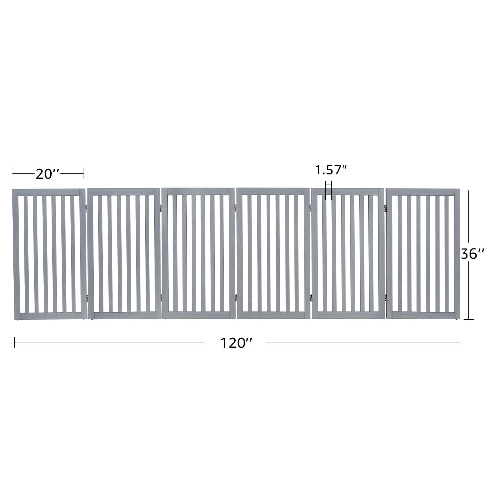 Unipaws Freestanding Pet Gate 36 inches High 6 Panels, White