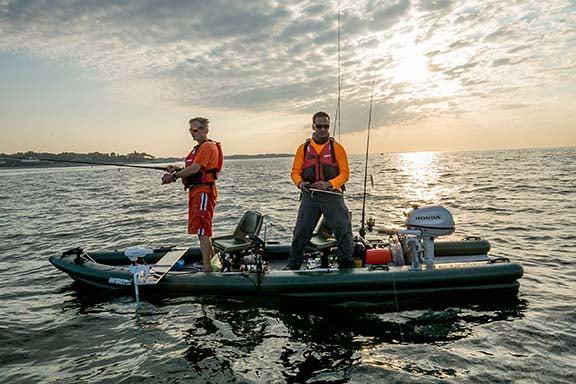 Sea Eagle FSK16 FishSkiff Inflatable 16', High Pressure, All-Drop-Stitch,  1-3 Person Frameless Fishing Boat w/Rigid 6” External Keel - Portable