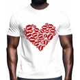 thumbnail image 1 of T-Shirts for Men, Valentine's Day Red Lip Prints Crew Neck Cotton T-Shirt Men's Short Sleeve Romantic Kisses Heart, 1 of 8