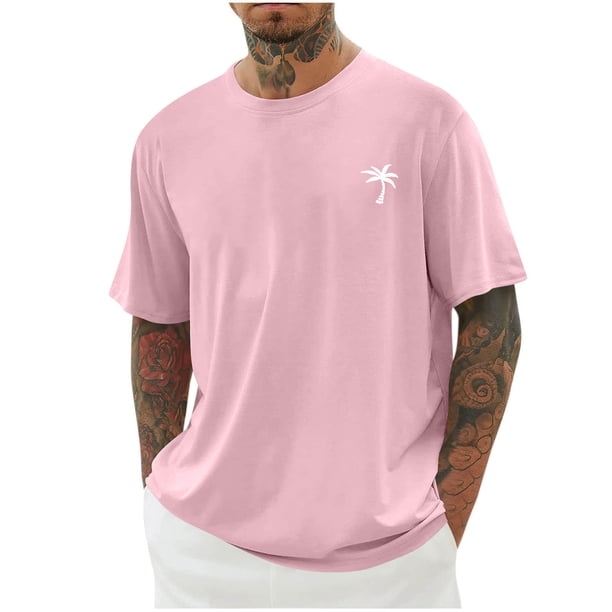 Camisas de Manga Larga para Hombres Imprimir Casual Cuello Redondo Blusa de Manga Corta, Camisas de Lino para Hombres