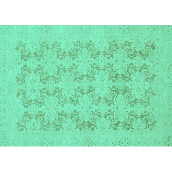 Ahgly Company Indoor Rectangle Abstract Turquoise Blue Modern Area Rugs, 2' x 4'