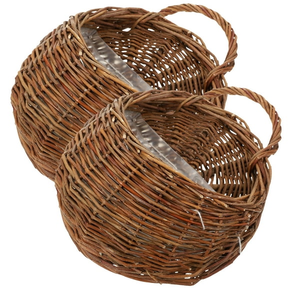 unbranded  2 Pcs Wicker Wall Planter Hanging Woven Basket for Flower Rattan