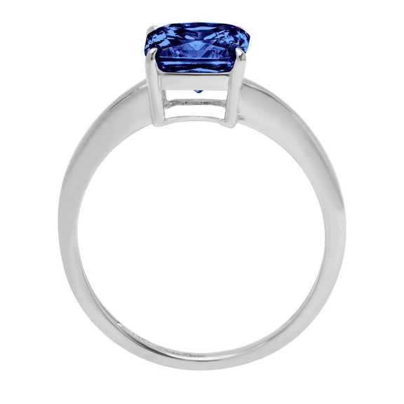1 ct Asscher Cut Simulated Tanzanite Solitaire Engagement Ring for Women in 18K White Gold