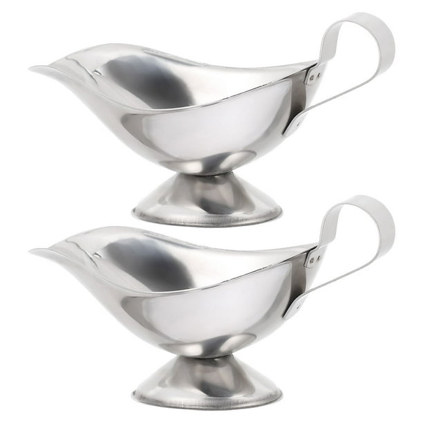 BRIGHTFUFU Salsera de acero inoxidable, recipiente para condimentos de 5oz, dispensador de salsa, jarra, 2 uds.