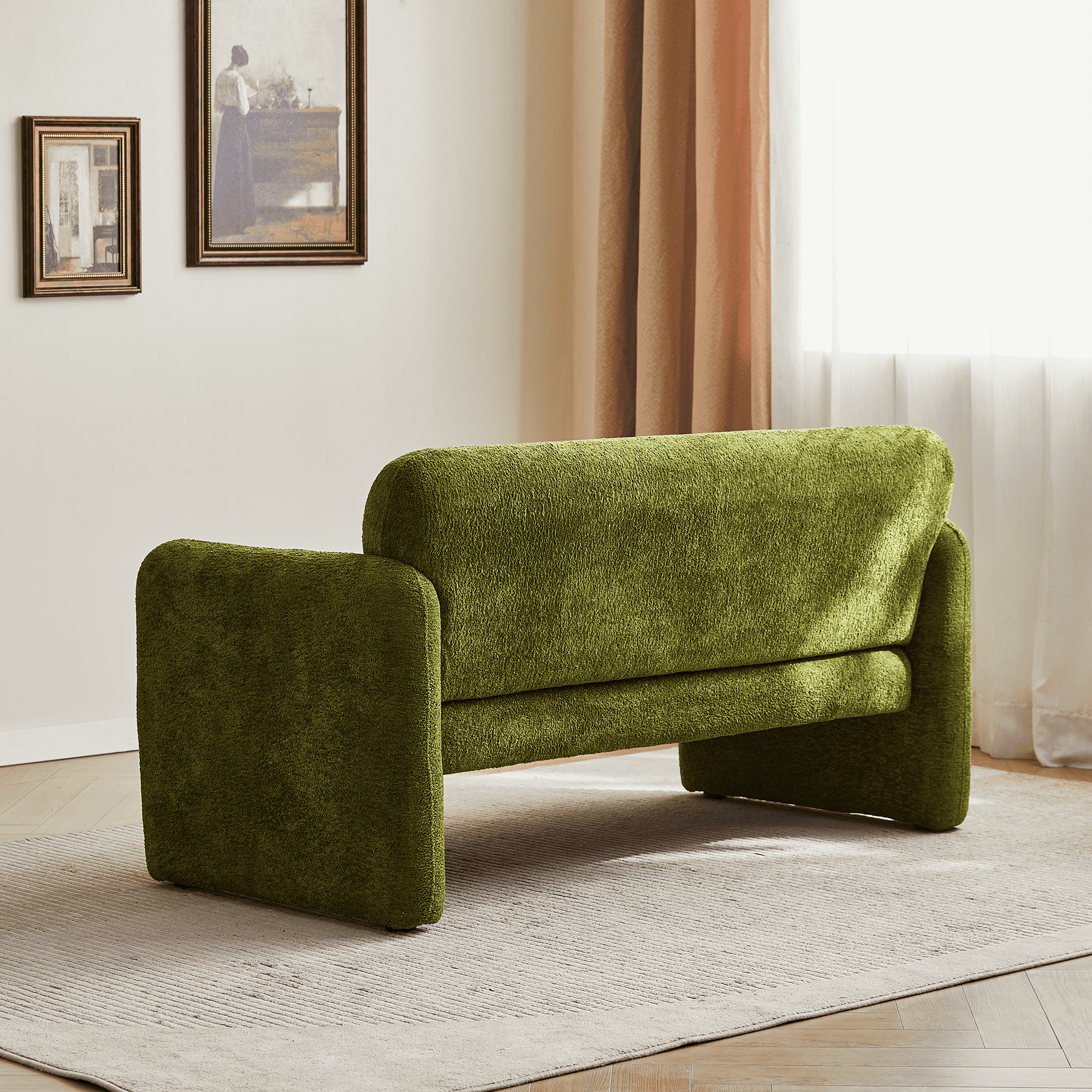 MAYEERTY 59 Inch Velvet Loveseat Sofa with Support Pillow Tool-Free Assembly for Living Room