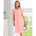 thumbnail image 5 of Ekouaer Nightgowns for Women Cotton House Dress with Pockets Short Sleeve Mumu Dress Embroidered Lounge Dress, 5 of 6