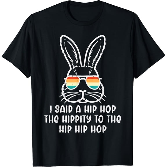 Easter Bunny Hip Hop Hippity Retro Men Boys Kids Teens Youth T-Shirt