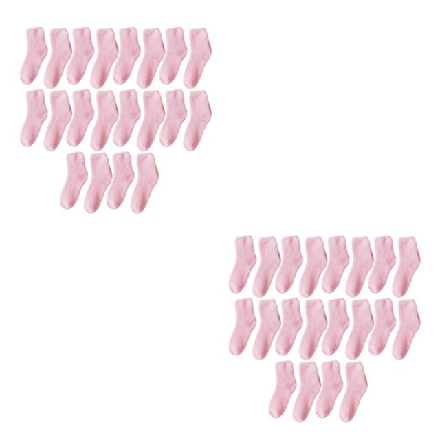 kurtrusly 10pieces Exquisite Craft Soft Texture Extra Elasticity Thick Socks For Warmth No Loose Thread Wear-resistant Pink 2Set
