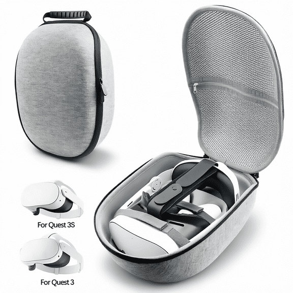 For Grey Hard VR Storage Case Compatible with Meta Quest 3 Shockproof Scratch Resistant Portable Carrying Bag Store VR Headset & Accessories For Travel Home Use