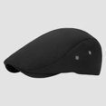 thumbnail image 2 of Men's Classic Herringbone Newsboy Cap Cotton Flat Hat with Adjustable Fit Washed Beret Style for Golf Driving Cabbie Casual Look (Black), 2 of 4