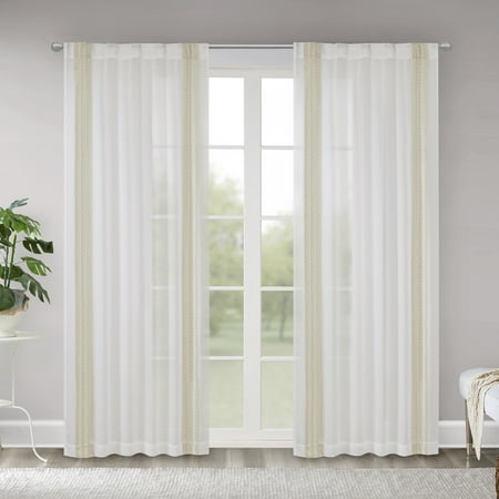 - Home Essence Ivy Border Embroidered Rod Pocket/Back Tab Window Sheer