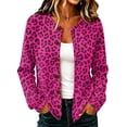 thumbnail image 3 of KLHDSF Women's Leopard Print Knit Cardigan Button Down Long Sleeve Crew Neck Slim Fit Fall Streetwear Casual Jacket for Women Hot Pink L, 3 of 8
