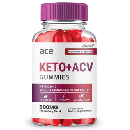 Ace Keto ACV Gummies, Maximum Strength for Weight Management, Apple Cider Vinegar, 30 day Supply Dietary Supplement (1 Pack)