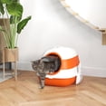 thumbnail image 2 of Foldable Cat Litter Box with Lid, High-Sided Design, Air Freshener, Large Dual Entrance, Easy To Clean, Orange and Black, 2 of 9