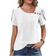 thumbnail image 2 of Camisas de Color Sólido para las Mujeres Manga Corta Cuello V Tops Casuales Blusa de Verano, Transpirable Hecha para Más Camisa Mujer Primavera Moda Tee Uso Diario, 2 of 9