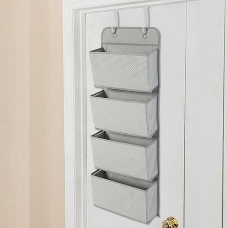 Over the Door Hanging Organizer, Estink Nonwoven 4 Pockets Over Door Hanging Hook SHoes Storage Pockets Bag Wardrobe for Classroom Office