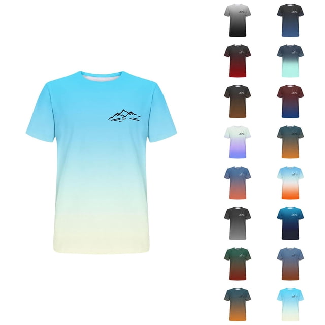 T-shirts Dégradé Montagne pour Femmes 2026 Été Décontracté Manches Courtes Col Rond T-Shirts Graphiques Randonnée Camping Hauts