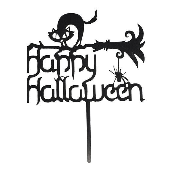 BinKFF Halloween Cake Topper with Haunted House Pumpkin Ghost Bat Cat Spider Skull Boo Sign Cupcake Picks for Halloween Theme Birthday Cake Decoration Party Supplies