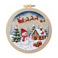 thumbnail image 3 of Christmas Beginners Embroidery Kit for adults , DIY Cross Stitch Set with Pre-Printed Fabric Hoop Floss Needles, christmas crafts, C, 3 of 4