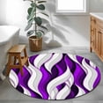 thumbnail image 3 of Round Rug 4Ft Washable Non-Slip, Purple White Moire Circle Area Rugs for Living Room Bedroom, Modern Abstract Art Indoor Floor Mats Carpet Runner for Home Decor Aesthetic, 3 of 8