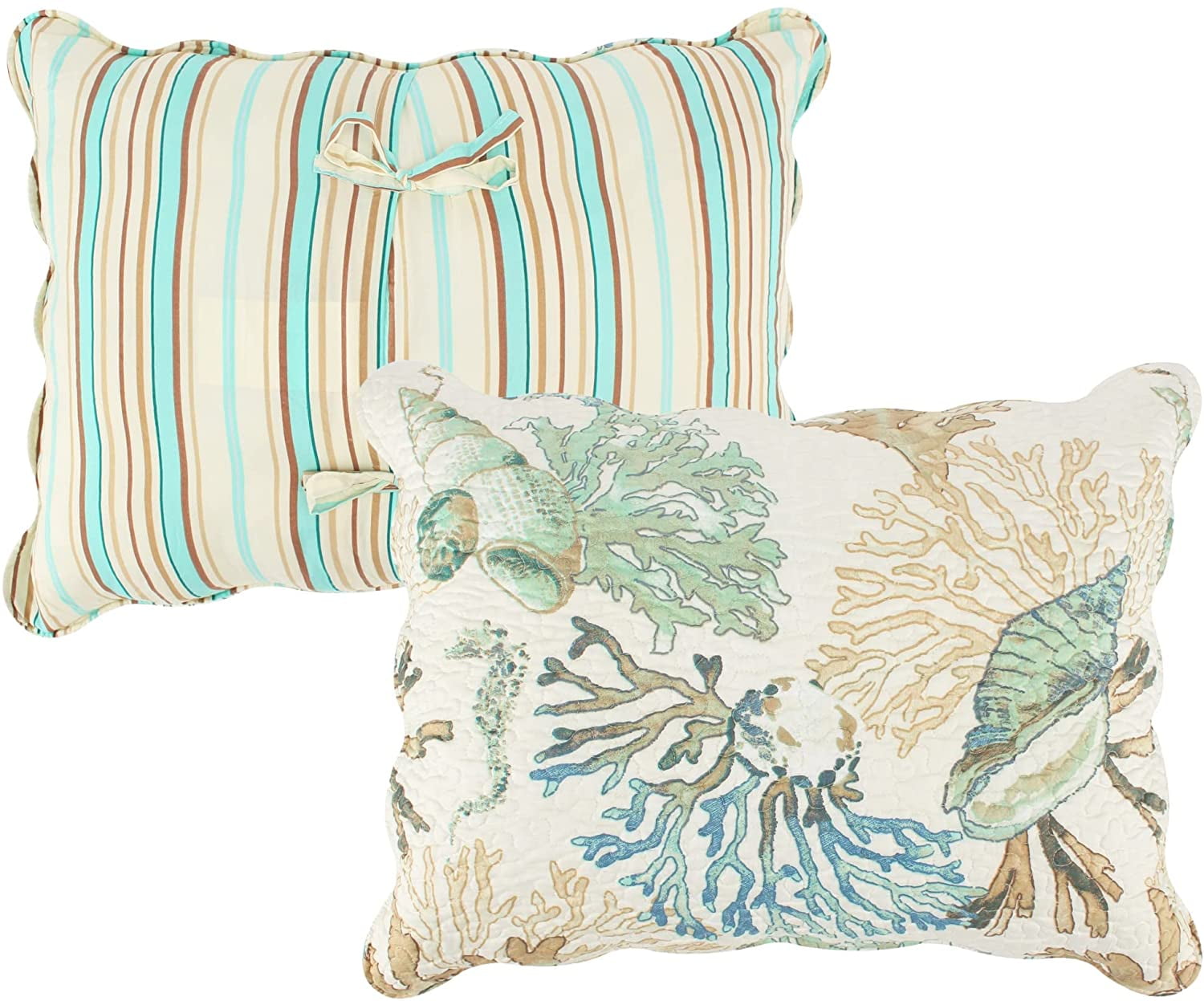 Barefoot Bungalow Atlantis Coastal Quilt Set, Jade, 3-Piece Full/Queen