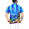 thumbnail image 5 of HAPPY BAY Men's Hawaiian Shirt Tropical Floral Casual Short Sleeve Button Down Beach Shirts for Men Summer 3XL Aquatic Fish, Blue, 5 of 6