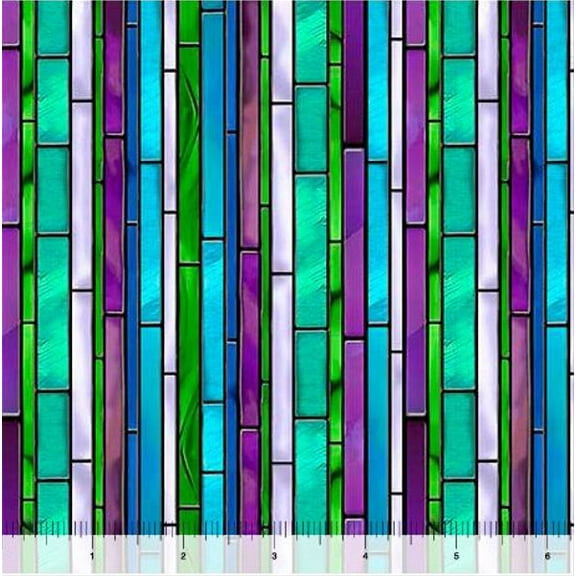 Cotton Tree of Life Stained Glass Stripes of Purples, Greens, Blue Quilting Treasures Multicolor Cotton Fabric Print by the Yard (2600-30928-B)