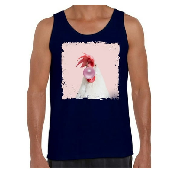 Awkward Styles Rooster Shirt Lovely Rooster Tank Top Men Tank Top Rooster Chewing Pink Gum Cute Rooster T Shirt Animal Tank Top for Men Rooster with Pink Gum Shirt Animal Men Shirt Funny Animal Gifts