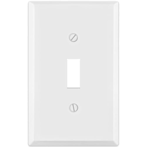1-Gang Toggle Switch Cover, Light Switch or Receptacle Outlet Wall Plate, White Painted Metal, One-Gang Standard Size, 4.5'' x 2.75'', Corrosion Resistant, Made of Unbreakable Metal