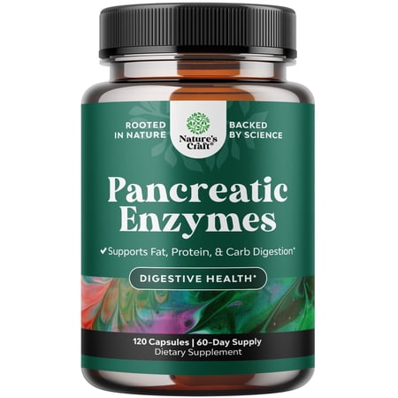 Natures Craft Pancreatin Digestive Enzymes Supplement for Gut and Digestive Health, 120 Capsules