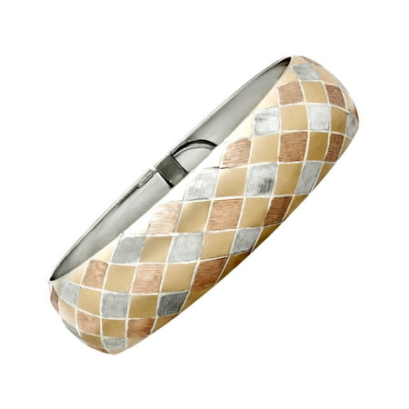 Harlequin-Patterned Bangle Bracelet in 14kt Two-Tone Gold & Sterling Silver