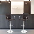 thumbnail image 6 of Set of 2 PU Leather Bar Stools Armrest Counter Stools Swivel Square Counter Height Barstools with Armrest Adjustable Hydraulic Bar Chairs with Upholstered Back & Seat, Brown, 6 of 7