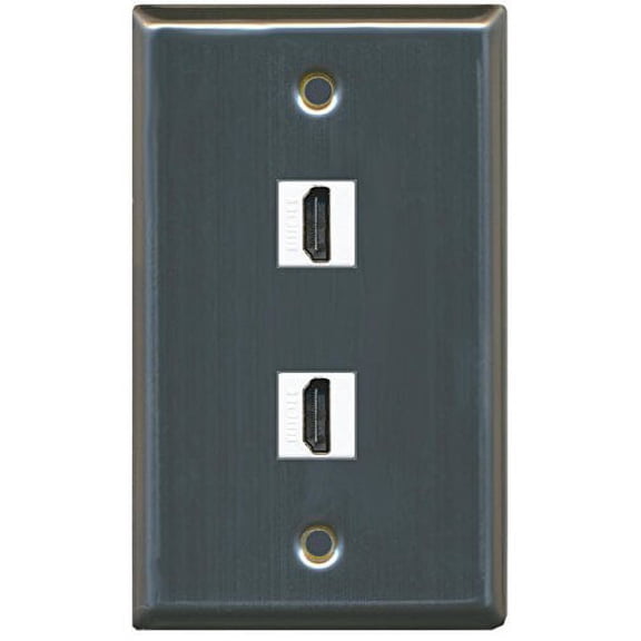 RiteAV (1 Gang Flat 2 HDMI Wall Plate Stainless Steel