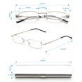 thumbnail image 4 of Newbee Fashion-Portable Compact Reading Glasses in Aluminum Case Metal Rectangle Shaped Reading Glasses with Spring Hinge in Case Lightweight Reader Slim Design Comfort fit in SILVER 2 Pack+3.00, 4 of 4