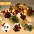 thumbnail image 4 of Shininglove Christmas Garland with Lights, 2 Pcs Pinecone Red Berry Garland Lights Battery Operated for Tree, Party, Stair Decor, 4 of 7