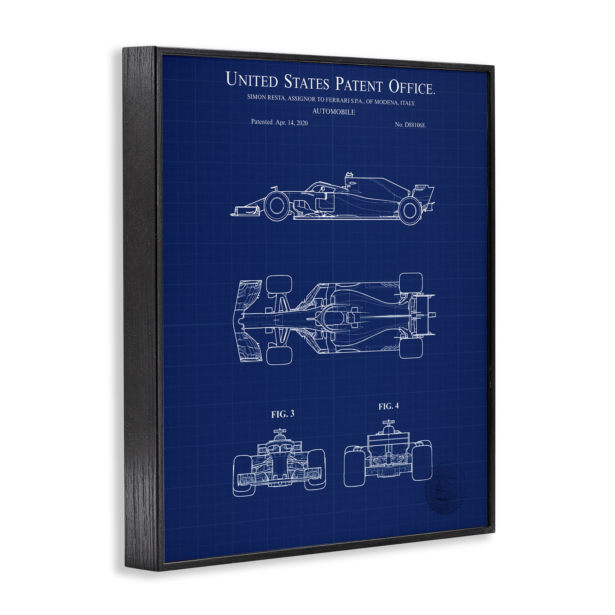 Stupell Industries Race Car Blueprint Transportation Painting Black Framed Art Print Wall Art, 11 x 14