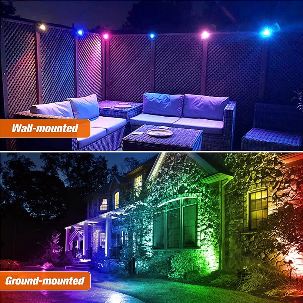 DONGPAI LED Spotlights Outdoor, 16 Color Changing RGB Solar Landscape Path Lights, IP65 Waterproof Outdoor Flood Light with Remote Control for Garden Pathway Yard