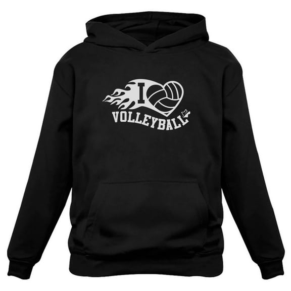 Volleyball Gift Hoodies for Teen Girls Women Heart Love Sweatshirts Women Hoodie Medium Black