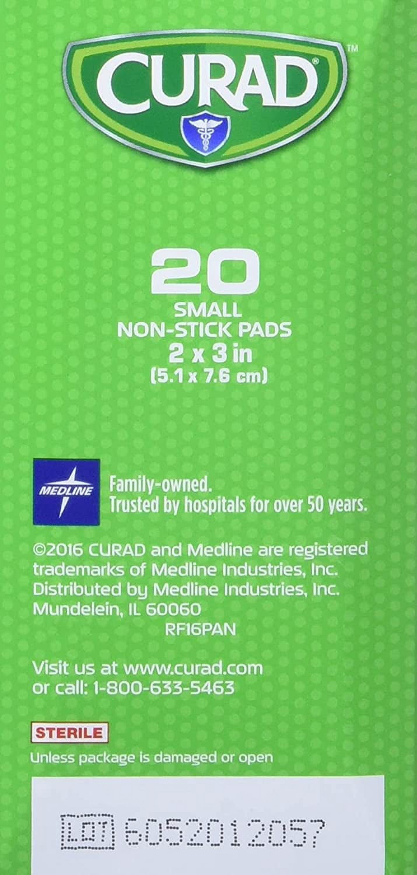 Curad Small Non-Stick Pads With Adhesive Tabs 2 Inches X 3 Inches 20 Each (Pack of 6)