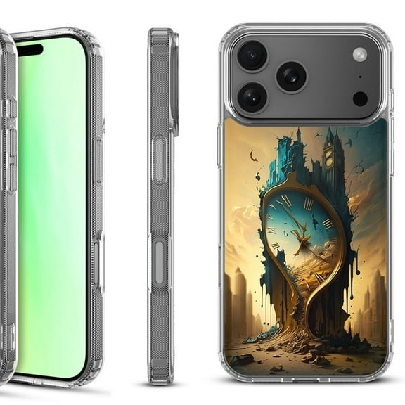 For iPhone 17 Pro Shockproof Protective Phone Case, by OneToughShield - Melting Clock